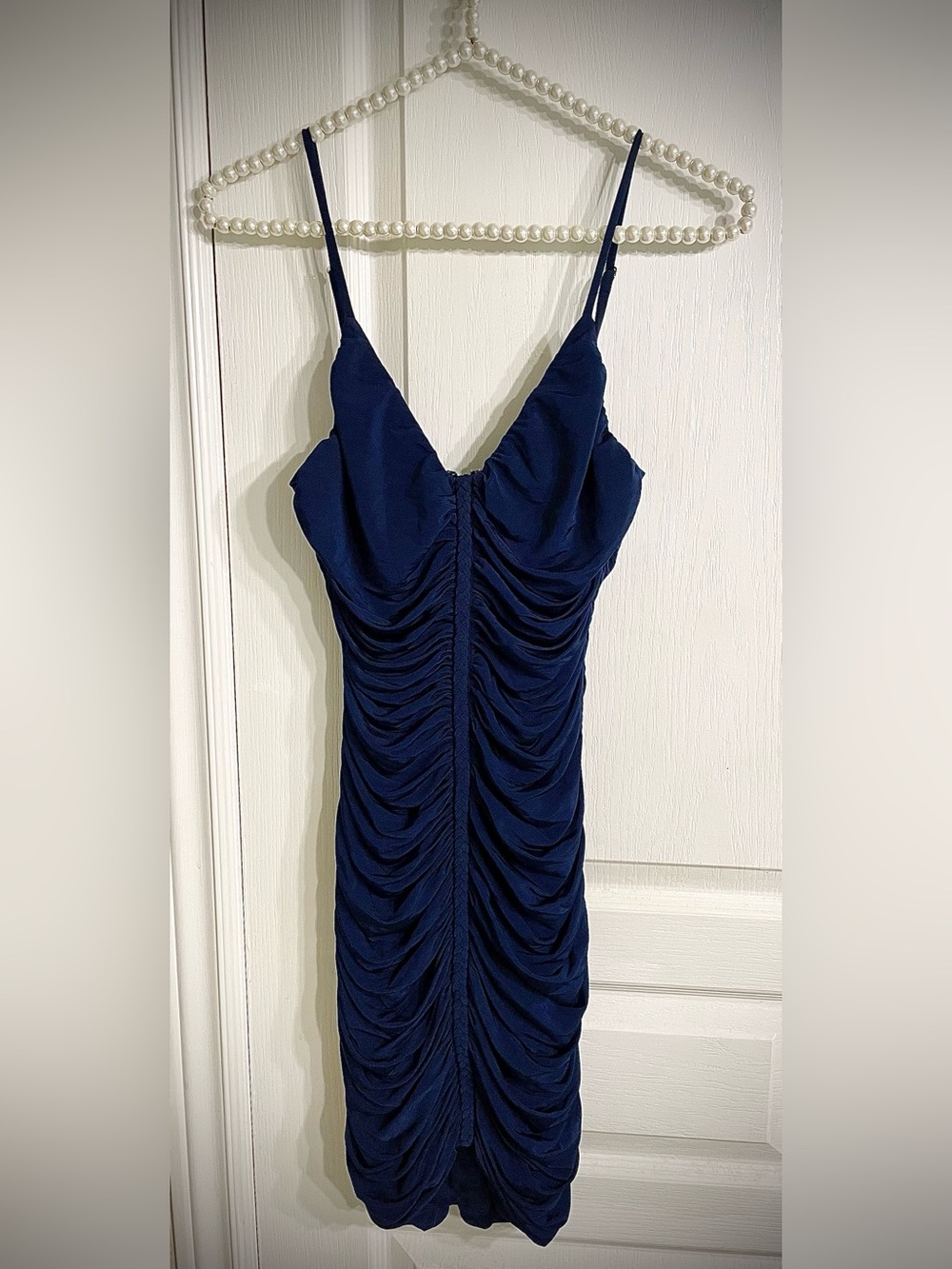 Guess by Marciano Navy Ruched Spaghetti-Strap Mini Dress